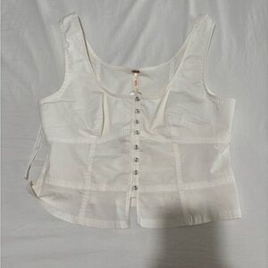 Free People Cream Sleeveless Bustier Blouse
